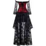 Kimring Women's Steampunk Victorian Off Shoulder Corset Top With High Low Skirt