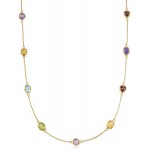 Ross-Simons 8.40 ct. t.w. Multi-Stone Station Necklace in 18kt Gold Over Sterling