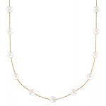 Ross-Simons 6-6.5mm Cultured Pearl Station Necklace in 14kt Yellow Gold