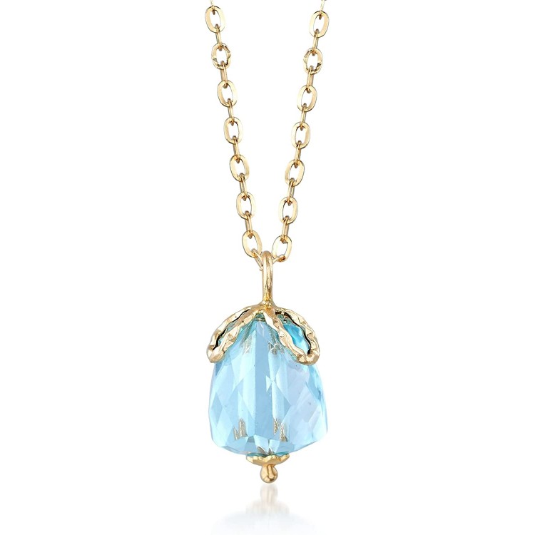 Ross-Simons Italian 5.00 Carat Sky Blue Topaz Pendant Necklace in 14kt Yellow Gold. 17.5 inches