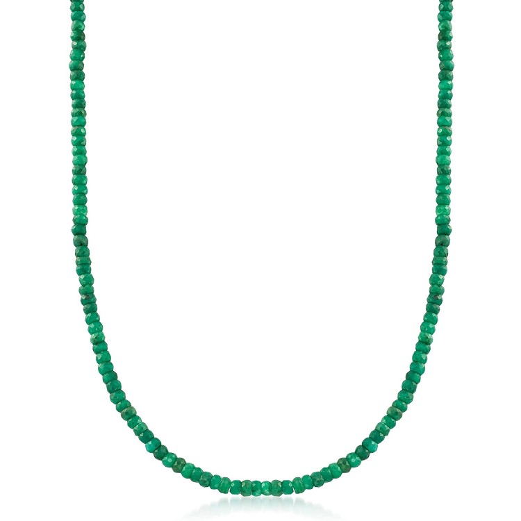 Ross-Simons 50.00 ct. t.w. Emerald Bead Necklace in 14kt Yellow Gold