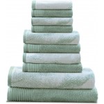 BLUENILEMILLS Albatross Cotton Assorted 10-Piece Towel Set, Washcloths, Hand Towels, Bath Towels, Teal