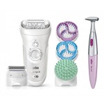 Braun Silk-épil 9 9-961V Epilator for Women and Bikini Trimmer Bundle - Electric Hair Removal for Women with 2 Exfoliation Brushes & Skin Care System