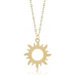 Gelin 14k Yellow Gold Good Vibes Only Sun Chain Pendant Necklace for Women - Certified Fine Jewelry Gift for Her, 18 inc