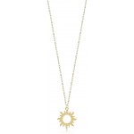 Gelin 14k Yellow Gold Good Vibes Only Sun Chain Pendant Necklace for Women - Certified Fine Jewelry Gift for Her, 18 inc