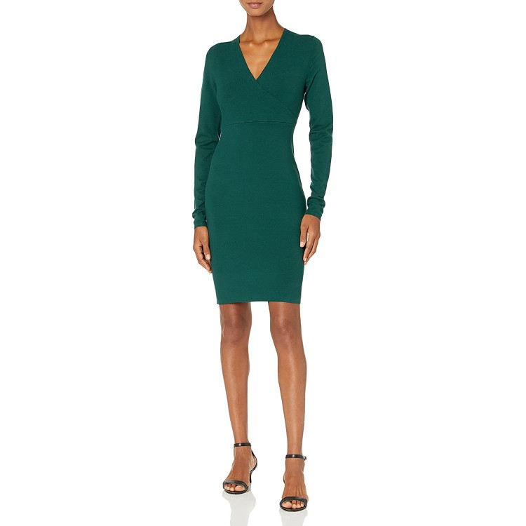 Lark &amp; Ro Women&#39;s Long Sleeve Faux Wrap Sheath Dress