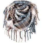 Womens Winter Plaid Infinity Scarf Warm Tassel Circle Loop Scarves &amp; Knit Fall Scarfs for Women