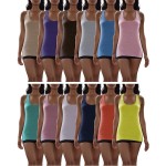 Sexy Basics Women's 12 Pack Racer Back Tank Tops/Cotton -Spandex Stretch Color Tanks