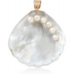 Ross-Simons Mother-Of-Pearl Seashell Pendant With 4-4.5mm Cultured Pearls in 14kt Yellow Gold