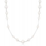 Ross-Simons 6-10mm Cultured Pearl Station Necklace in Sterling Silver