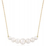 Ross-Simons 5-9mm Graduated Cultured Pearl Bar Necklace in 14kt Yellow Gold