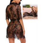 Avidlove Women Kimono Robe Floral Lace Babydoll Lingerie Sheer Mesh Nightgown