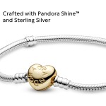 Pandora Jewelry Moments Heart Clasp Snake Chain Pandora Shine and Sterling Silver Bracelet