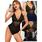 Avidlove Women Snap Crotch Lingerie Sexy Lace Bodysuit Deep V Teddy One Piece Lace Babydoll