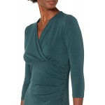 Lark &amp; Ro Women&#39;s Crepe Knit Cross-Over Empire Wrap Dress