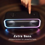 Bluetooth Speaker, DOSS SoundBox Pro+ Wireless Bluetooth Speaker with 24W Impressive Sound, Booming Bass, IPX5 Waterproof, 15Hrs Playtime, Wireless Stereo Pairing, Mixed Colors Lights, 66 FT - Black