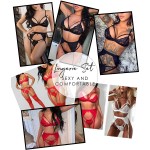 Avidlove Women Lingerie Set Lace Teddy Strap Babydoll Bodysuit with Garter Belts