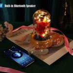 Mother's Day Red Rose Night Light - SWEETIME Real Eternal Rose in Glass Dome, Preserved Rose Flower Lamp with Bluetooth Speaker,Forever Flowers Gift for Mom, Wife, Girlfriend on Mother's Day