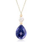 Ross-Simons Cultured Pearl and 10.00 Carat Sapphire Necklace in 14kt Yellow Gold