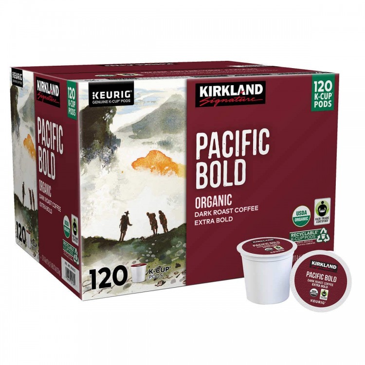 Kirkland Signature Organic Pacific Bold Dark-Roast Coffee, 120 K-Cup Pods