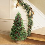 LIFEFAIR 4FT Prelit Christmas Tree, Decorated with 150 Clear Lights and Realistic 380 Thicken Tips