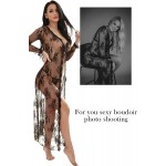 Lingerie For Women Plus Size Long Lace Kimono Dress Nightgown Set Mesh Chemise Cover ups