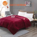 Degrees Of Comfort [Advanced] Dual Control Electric Blanket Queen Size W/ Auto Shut Off | Microplush Heating Blankets for Bed &amp; Living Room | Machine Washable | UL Certified - Red, 84x90