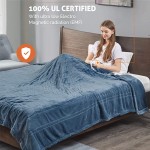 Degrees Of Comfort [Advanced] Dual Control Electric Blanket Queen Size W/ Auto Shut Off | Microplush Heating Blankets for Bed &amp; Living Room | Machine Washable | UL Certified - Blue, 84x90