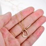 Solid 14k Gold Heart Necklace for Women, Fine Gold Love Jewelry for Wife/Mom/Girlfriend, Birthday Pesent for Her, 16+2 Inch