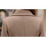 chouyatou Women Elegant Notched Collar Double Breasted Wool Blend Over Coat