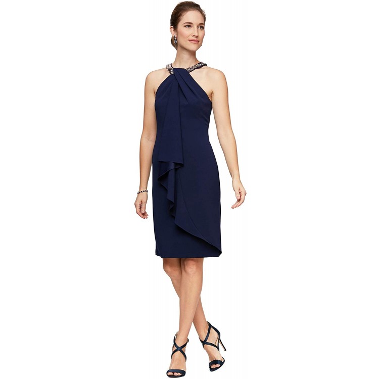 Alex Evenings womens Short Crepe Halter Neck Dress