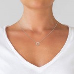 Open Circle Diamond Necklace for Women in 10k White or Yellow Gold 1/10ct (I-J, I3), 17 inch, by Keepsake