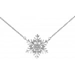 Diamond Snowflake Necklace Winter Snow Holiday in 10K White Gold, 10K Yellow Gold and 925 Sterling Silver, 1/10ct (I-J Color, I3 Clarity), 17 inch, by Keepsake