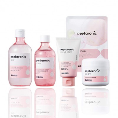 SNP PREP - Peptaronic Complete Korean Skin Care Set - Includes Toner, Cream, Serum, Ampoule Mask (10 Sheets) & Tone-Up Cream - Best Gift Idea for Mom, Girlfriend, Wife, Her, Women