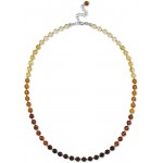 Peora Genuine Baltic Amber Tennis Necklace for Women, Multicolor 6mm Beads, 19 inches length with 2.5 inch Extender