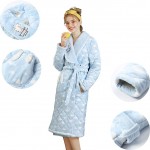 WX-ICZY Comfortable Warm Nightgown Winter Lady, Fashionable Skin Soft Cute Blue Elegant Mid-Length Thick Winter Nightgown,XL