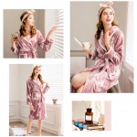 WX-ICZY Ladies Elegant Comfortable Winter Nightgown, Printed Rose Pink Band Warm Design Home Nightgown,L