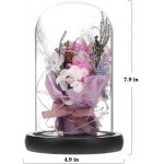 ANLUNOB Preserved Fresh Flower with LED Light - Handmade Rose Mother Day - Forever Rose Gift in Glass Dome - Valentine`s Day