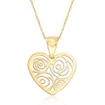 Ross-Simons Italian Openwork Heart Pendant Necklace in 14kt Yellow Gold. 16.5 inches