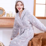 Women&#39;s Quilted Comfortable Printed Nightgown,Long Sleeve Quilted Large Pocket Comfortable Nightgown Casual Comfortable Loose Autumn Winter Home Service Nightgown,Pajamas,M