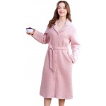 Pure Cotton Elegant and Comfortable Nightgown, Quilted Nightgown Women&#39;s Autumn Winter Mid-Length Thickened Cotton Strappy Nightwear Cotton Home Service Bathrobe Nightgown,Pajamas,M