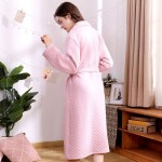 Pure Cotton Elegant and Comfortable Nightgown, Quilted Nightgown Women&#39;s Autumn Winter Mid-Length Thickened Cotton Strappy Nightwear Cotton Home Service Bathrobe Nightgown,Pajamas,M