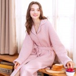 Pure Cotton Elegant and Comfortable Nightgown, Quilted Nightgown Women&#39;s Autumn Winter Mid-Length Thickened Cotton Strappy Nightwear Cotton Home Service Bathrobe Nightgown,Pajamas,M