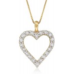 Ross-Simons 0.30 ct. t.w. Diamond Heart Pendant Necklace in 18kt Gold Over Sterling