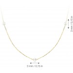 GELIN 14k Solid Gold Station Pearl Pendant Chain Necklace for Women, 18 Inch