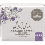 La Vie Organic Cotton Top Sheet* Pads with Wings, Overnight, Long, 40 Count (4 Packs of 10)