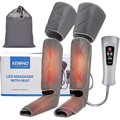 RENPHO Leg Massager with Heat for Circulation, Air Compression Calf Thigh Foot Massage, Adjustable Wraps Design, with 6 Modes 3 Intensities 2 Heat, Gifts for Muscles Relaxation