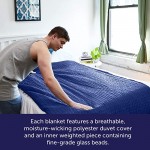 Gravity Cooling Blanket - 15 lbs Navy 48&#34;x72&#34; Twin/Throw - The Original Weighted Blanket for Sleep - Premium Removable Breathable Washable Cooling Duvet Cover - Gen 2 with Button Fastening