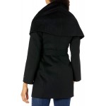 T Tahari Women's Double Face Wool Blend Wrap Coat with Oversized Collar