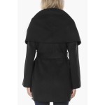 T Tahari Women's Double Face Wool Blend Wrap Coat with Oversized Collar